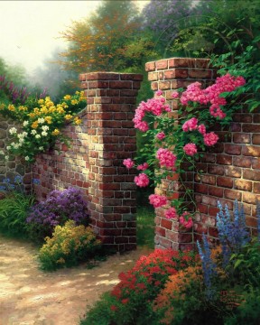 Thomas Kinkade Painting - El jardín de rosas Thomas Kinkade